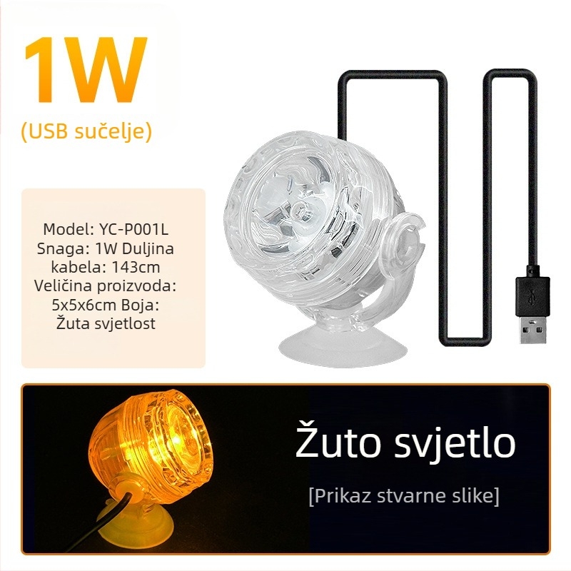 LED reflektor za akvarij 1W s daljinskim upravljanjem za promjenu boje, vodootporno noćno svjetlo
