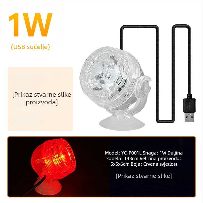 LED reflektor za akvarij 1W s daljinskim upravljanjem za promjenu boje, vodootporno noćno svjetlo