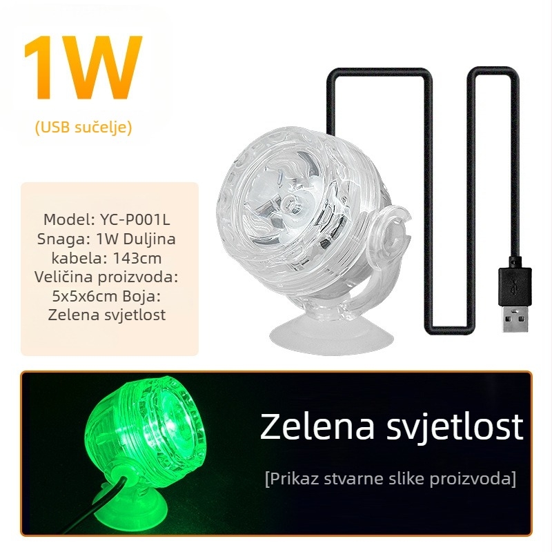 LED reflektor za akvarij 1W s daljinskim upravljanjem za promjenu boje, vodootporno noćno svjetlo