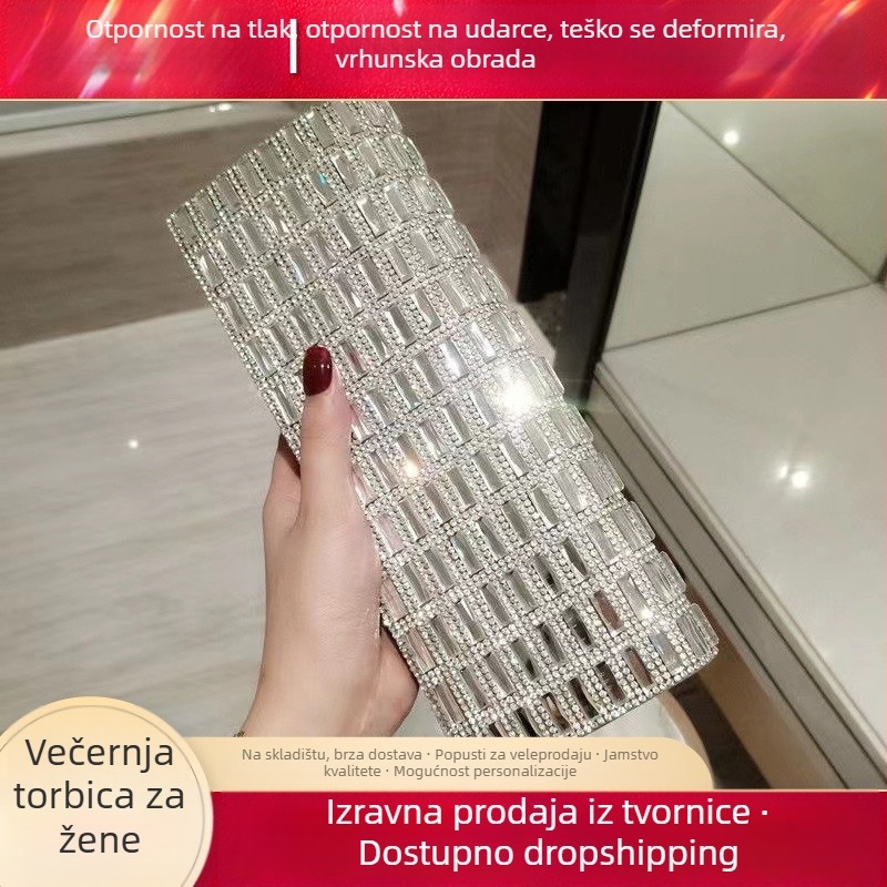 Večernja clutch torbica — svila tijelo, mala kvadratna forma, zaključavanje na bravu, horizontalni kvadratni oblik, poliester podstava