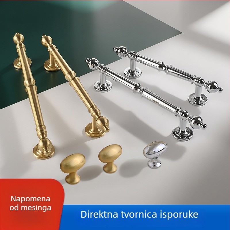 Drška za ormarić vrata, francuskog stila, mesing, oblik jajeta, CNC obrada, površinska montaža