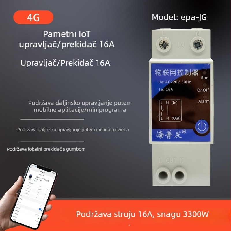 IoT digitalni prekidač s tajmerom i osiguračem – daljinsko upravljanje putem mobitela ili računala, AC 48–260V, PC panel otporan na plamen, marka Hperfor