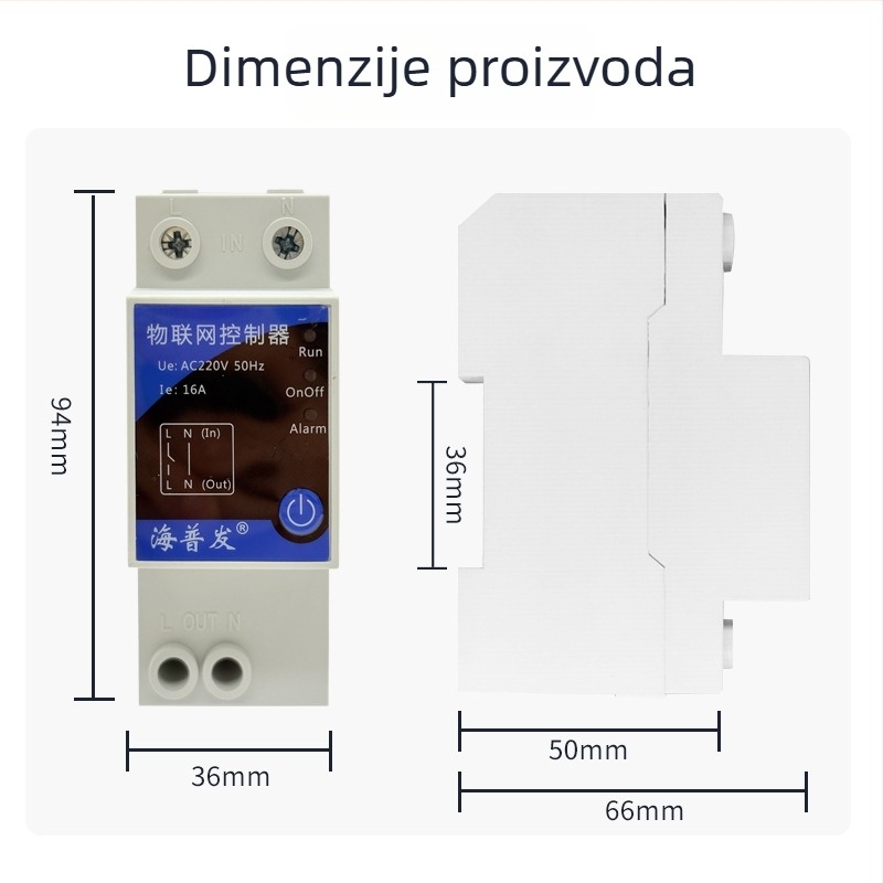 IoT digitalni prekidač s tajmerom i osiguračem – daljinsko upravljanje putem mobitela ili računala, AC 48–260V, PC panel otporan na plamen, marka Hperfor