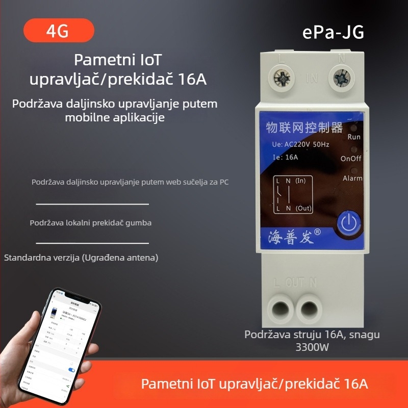 IoT digitalni prekidač s tajmerom i osiguračem – daljinsko upravljanje putem mobitela ili računala, AC 48–260V, PC panel otporan na plamen, marka Hperfor