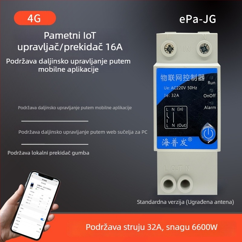 IoT digitalni prekidač s tajmerom i osiguračem – daljinsko upravljanje putem mobitela ili računala, AC 48–260V, PC panel otporan na plamen, marka Hperfor