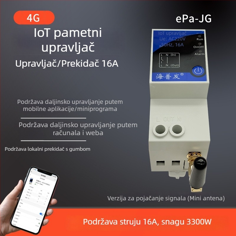 IoT digitalni prekidač s tajmerom i osiguračem – daljinsko upravljanje putem mobitela ili računala, AC 48–260V, PC panel otporan na plamen, marka Hperfor