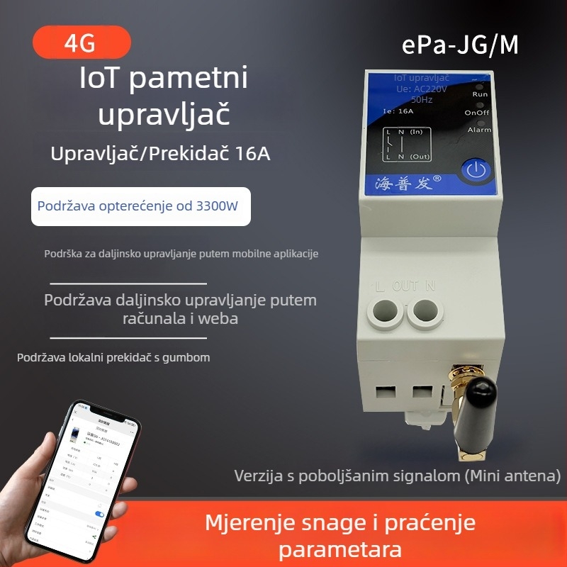 IoT digitalni prekidač s tajmerom i osiguračem – daljinsko upravljanje putem mobitela ili računala, AC 48–260V, PC panel otporan na plamen, marka Hperfor