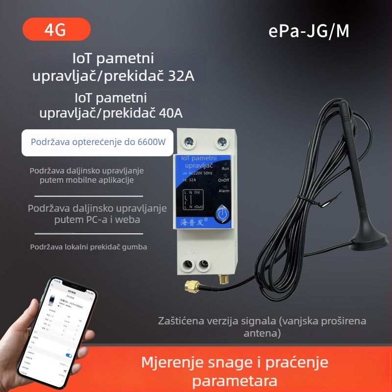 IoT digitalni prekidač s tajmerom i osiguračem – daljinsko upravljanje putem mobitela ili računala, AC 48–260V, PC panel otporan na plamen, marka Hperfor