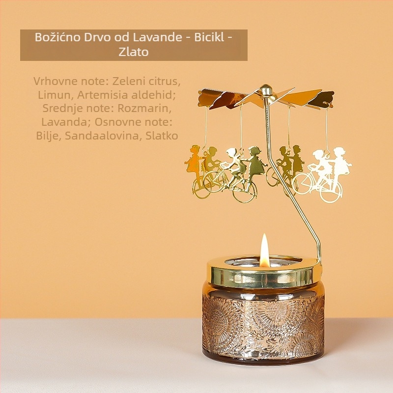 Okretni lanterna držač svijeća, cilindričnog oblika, mirisna svijeća od sojinog voska, ručna izrada