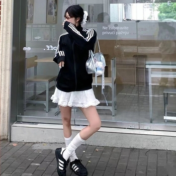 Jakna Clover s izvezenim motivom, unisex, stojeći ovratnik, dugi rukav, poliester 91–95%