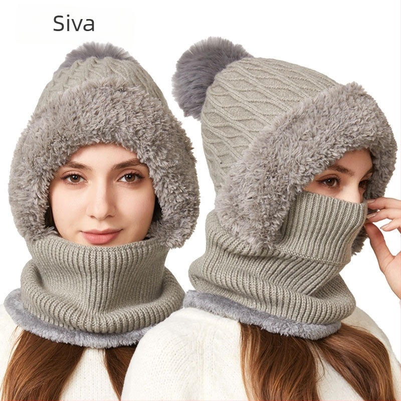 Visokoelastični pleteni set šal i šešira - akril vlakno; jednobojna; za odrasle žene; zima