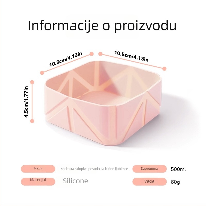 Skupiva silikonska posuda za kućne ljubimce, za mačke i pse – prijenosna vanjska zdjela za vodu i hranu