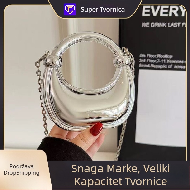 Akrilna mini torbica s magnetskim zatvaračem, kutija-stil, unutarnja pretinac za telefon i dokumente
