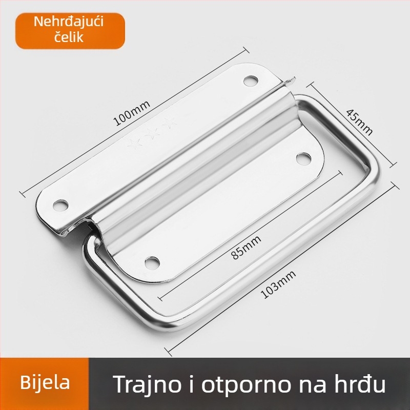 Drška za kutiju alata, lukasti oblik, nehrđajući čelik, lijevano pod tlakom, površinska montaža, moderni minimalistički stil