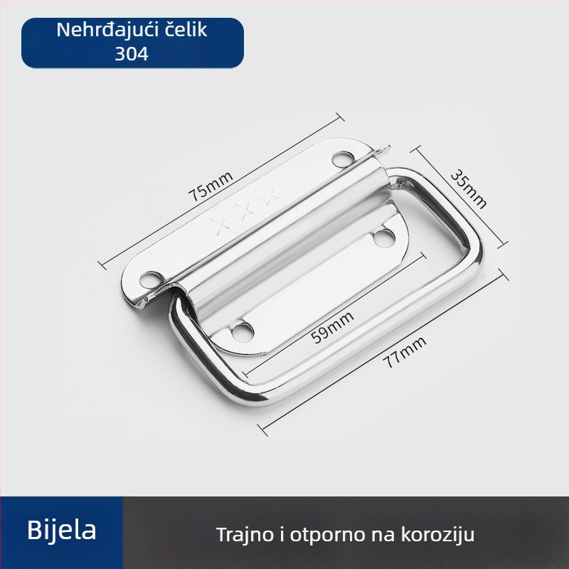 Drška za kutiju alata, lukasti oblik, nehrđajući čelik, lijevano pod tlakom, površinska montaža, moderni minimalistički stil