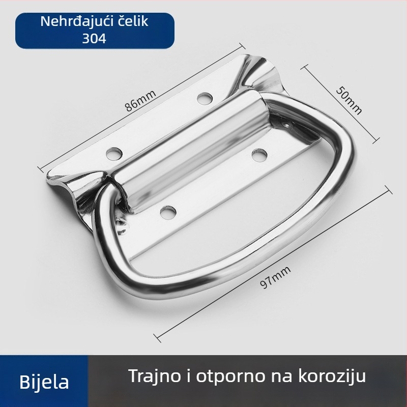 Drška za kutiju alata, lukasti oblik, nehrđajući čelik, lijevano pod tlakom, površinska montaža, moderni minimalistički stil