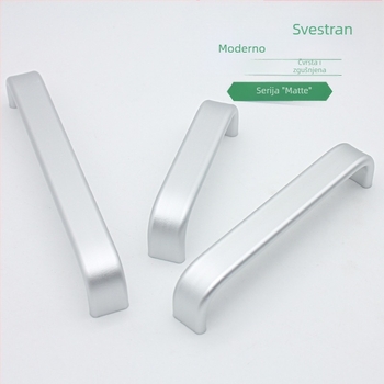 Ručka za namještaj od aluminijske legure, dizajn u obliku šipke, anodizirani premaz, model 316, moderan minimalistički stil, plošna montaža