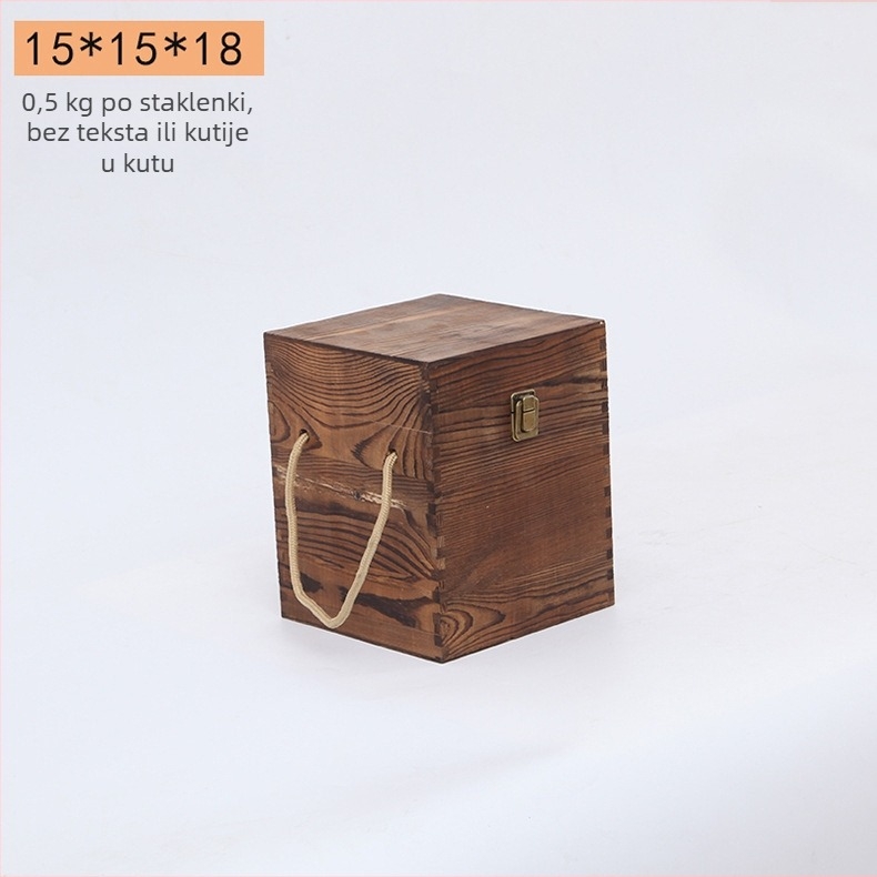 Drvena kutija za vino za dvije boce, gravirana, prirodno drvo, prilagodljiva unutrašnjost, model JXQ509