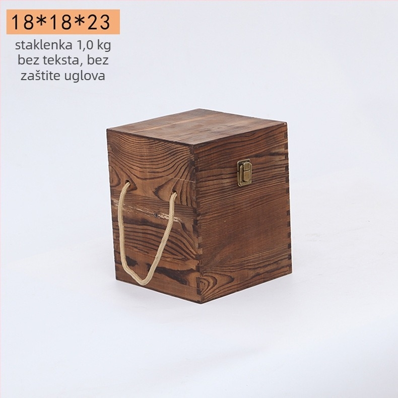 Drvena kutija za vino za dvije boce, gravirana, prirodno drvo, prilagodljiva unutrašnjost, model JXQ509