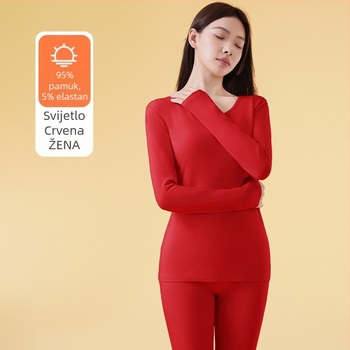 Ženski zimski termalni set – tkanina cotton rack, U-izrez, ¾ rukavi, srednja gustoća, prozračno, oblikuje tijelo