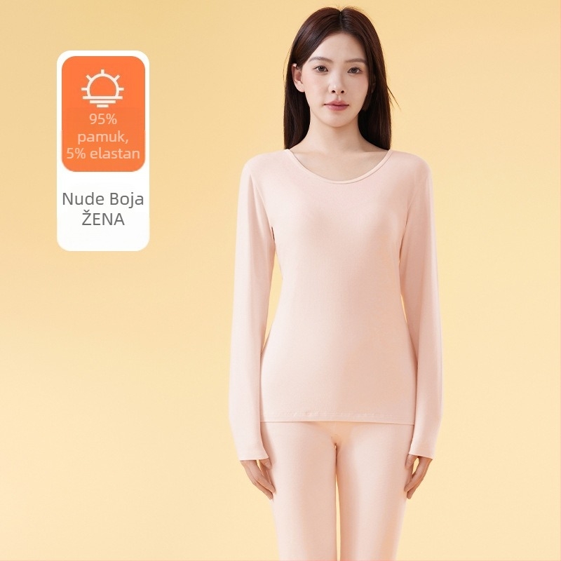 Ženski zimski termalni set – tkanina cotton rack, U-izrez, ¾ rukavi, srednja gustoća, prozračno, oblikuje tijelo