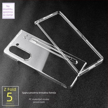 Flip maska za Samsung Galaxy Z Fold7, prozirna sjajna PC zaštita s pretincem za olovku, otporna na padove i otiske prstiju