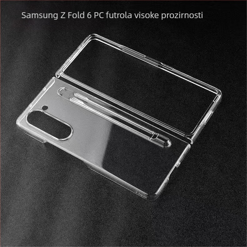 Flip maska za Samsung Galaxy Z Fold7, prozirna sjajna PC zaštita s pretincem za olovku, otporna na padove i otiske prstiju