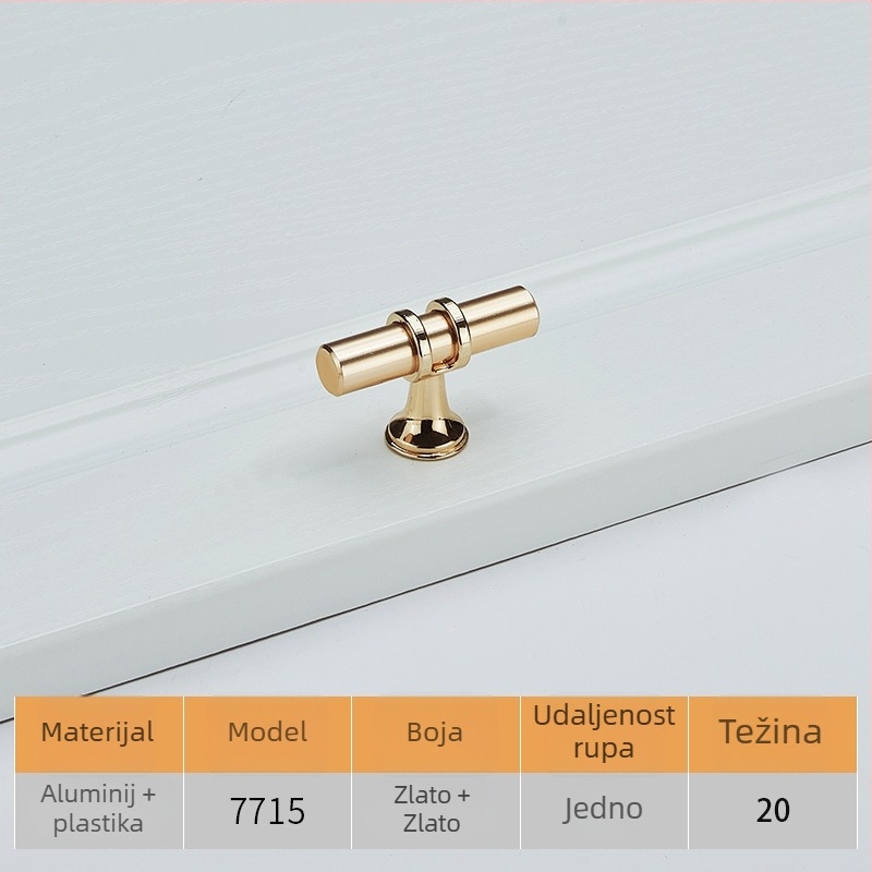 Ruka za vrata ormara, moderni minimalistički stil, cinkova legura, elektroplatiranje, model 7715