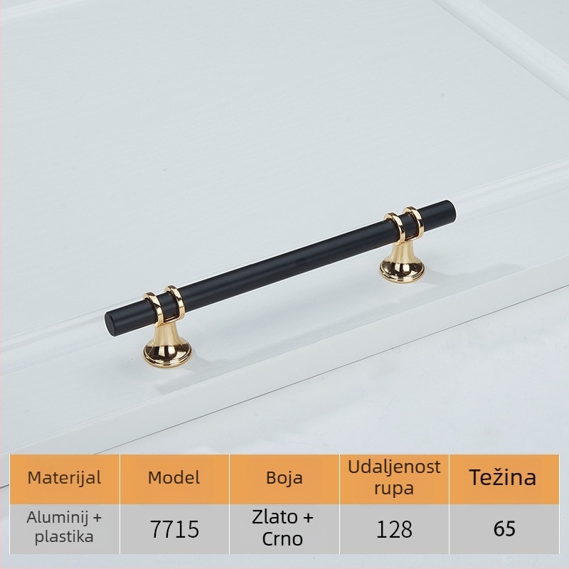 Ruka za vrata ormara, moderni minimalistički stil, cinkova legura, elektroplatiranje, model 7715