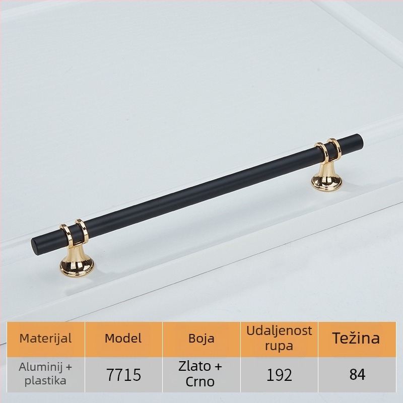 Ruka za vrata ormara, moderni minimalistički stil, cinkova legura, elektroplatiranje, model 7715