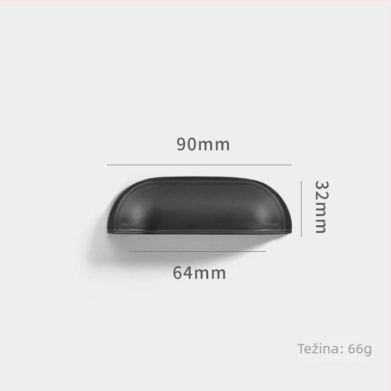 Bakrena ručka za vrata i ladice, okrugla, s jednim otvorom, polukružnog oblika, model 8860, završna obrada žičanim uzorkom, moderan minimalistički stil