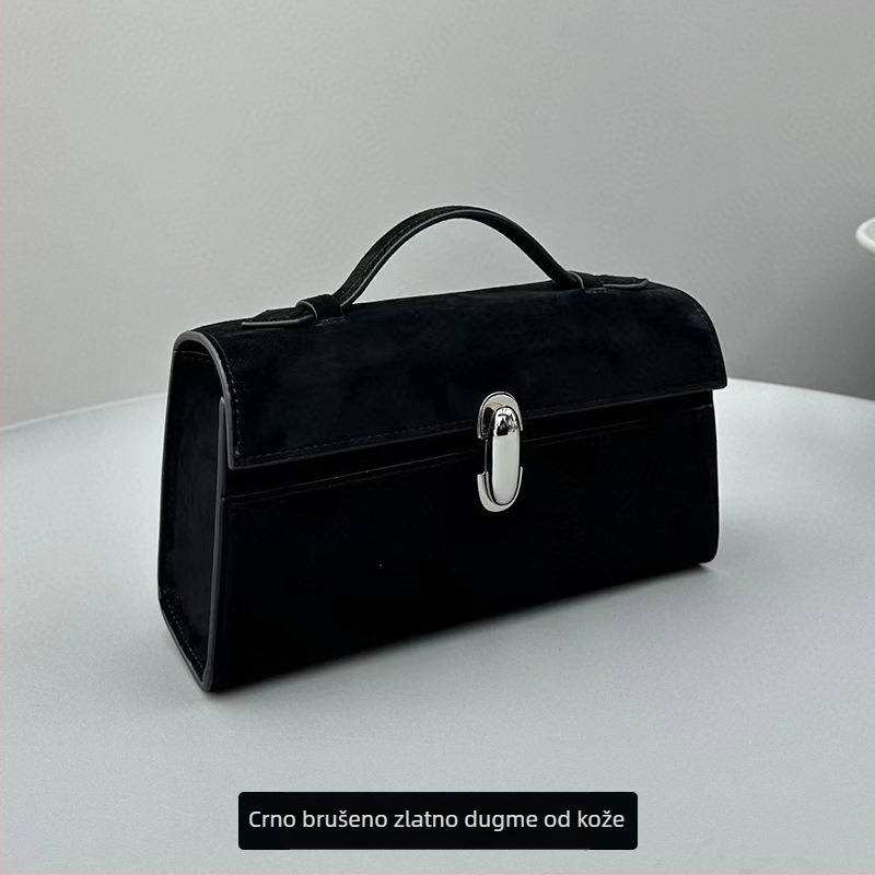 Ženska torbica od prave kože, horizontalni kvadratni oblik, gradski jednostavan stil, otvaranje s šnurlicom i kopčom, unutarnji džepovi za telefon i identifikacijsku karticu, podstava od sintetičke kože