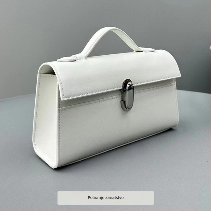 Ženska torbica od prave kože, horizontalni kvadratni oblik, gradski jednostavan stil, otvaranje s šnurlicom i kopčom, unutarnji džepovi za telefon i identifikacijsku karticu, podstava od sintetičke kože