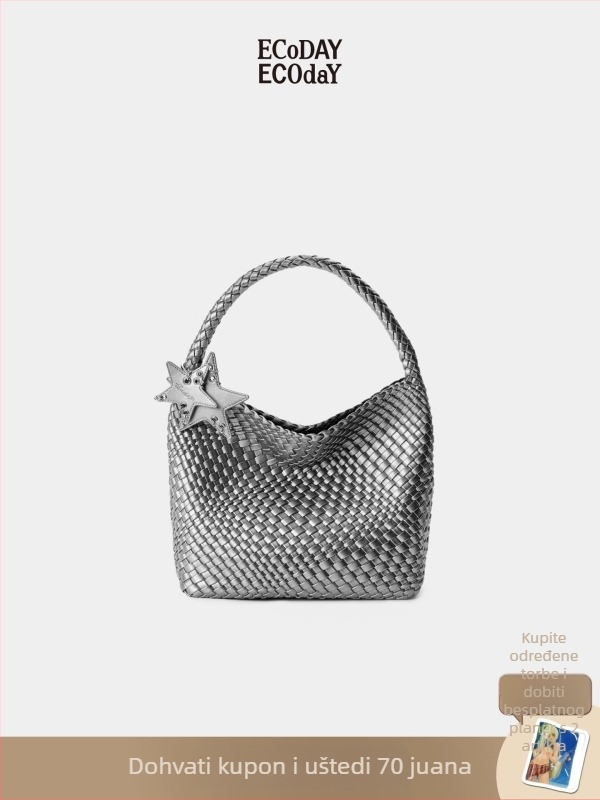 Premium ručno tkana PU bucket torba s magnetskim zatvaračem, horizontalno kvadratnog oblika, unutarnja džep za dokumente.