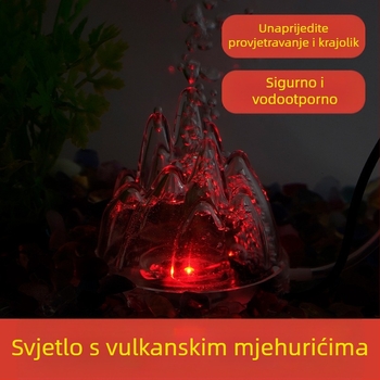 Akvarijska lampica za mjehuriće s vulkanskim krajolikom, pumpa za kisik, pagodna lampa, vodootporna
