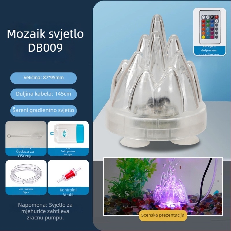 Akvarijska lampica za mjehuriće s vulkanskim krajolikom, pumpa za kisik, pagodna lampa, vodootporna