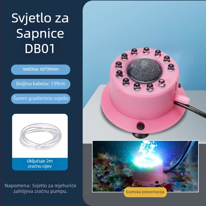 Akvarijska lampica za mjehuriće s vulkanskim krajolikom, pumpa za kisik, pagodna lampa, vodootporna