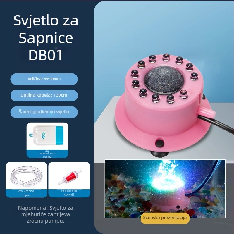 Akvarijska lampica za mjehuriće s vulkanskim krajolikom, pumpa za kisik, pagodna lampa, vodootporna