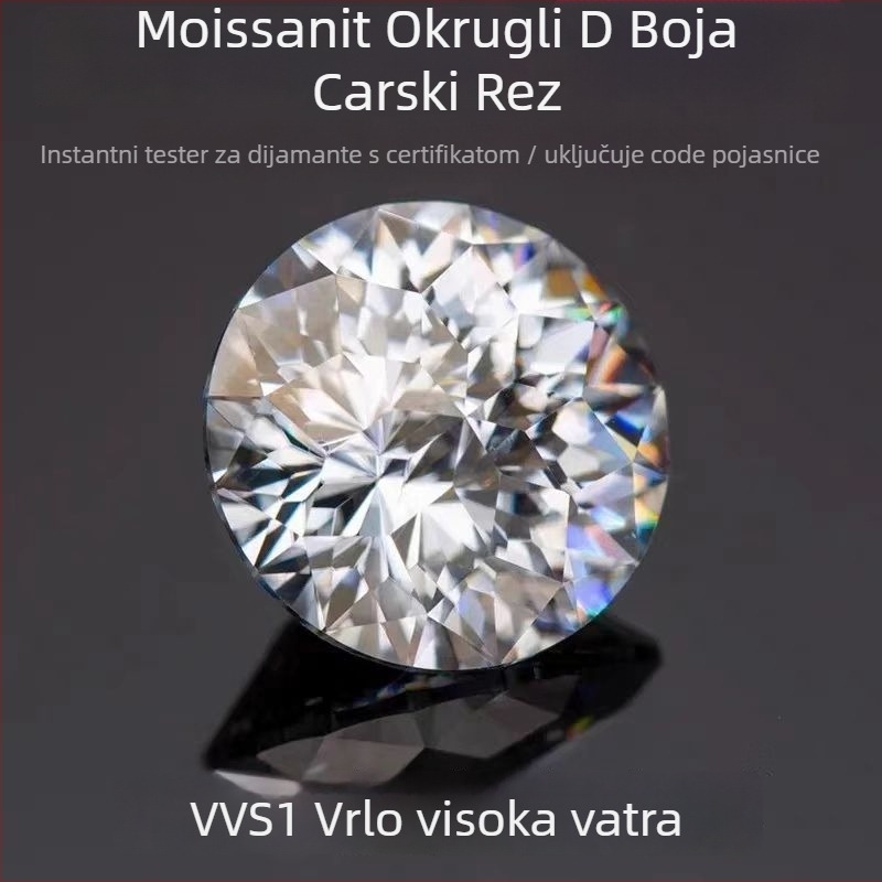 Moissanitni dragul – okrugli oblik, carski rez, VVS čistoća, umjetni podrijetlo