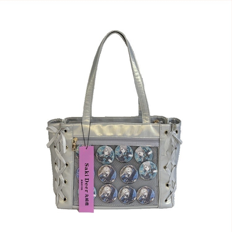 PU tote torba sa zatvaračem, Fresh and Sweet stil, poliesterska podstava, džep za mobitel, dvije ručke