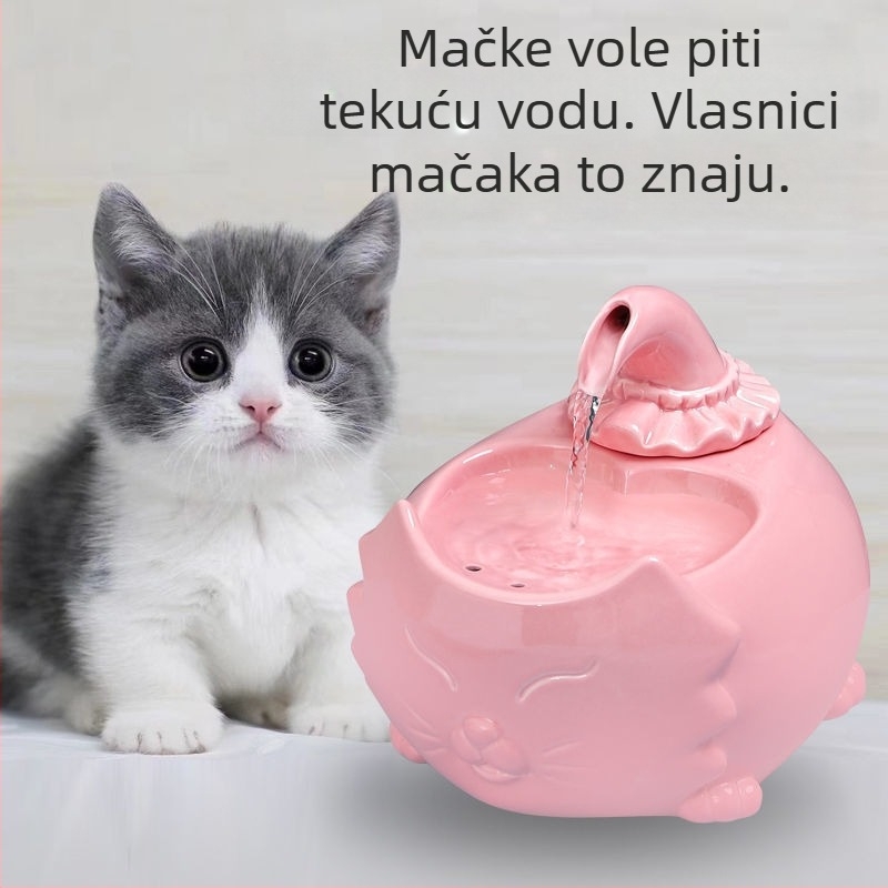 Keramička automatska fontana za piće za mačke s kružnim protokom vode, USB napajanje, nije rastavljiva