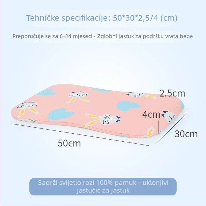 Dječji jastuk od prirodnog lateksa — navlaka od 100% pamuka, oblik izvanzemaljca, sadržaj lateksa 90%+