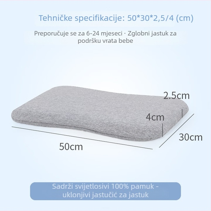 Dječji jastuk od prirodnog lateksa — navlaka od 100% pamuka, oblik izvanzemaljca, sadržaj lateksa 90%+