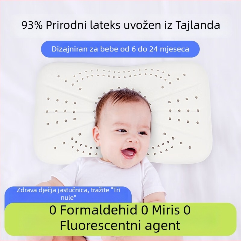 Dječji jastuk od prirodnog lateksa — navlaka od 100% pamuka, oblik izvanzemaljca, sadržaj lateksa 90%+