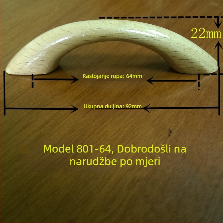 Kutija za pohranu s drškom od drveta u obliku mosta, s dvije rupe, pamuk i lan tkanina, moderan minimalistički stil