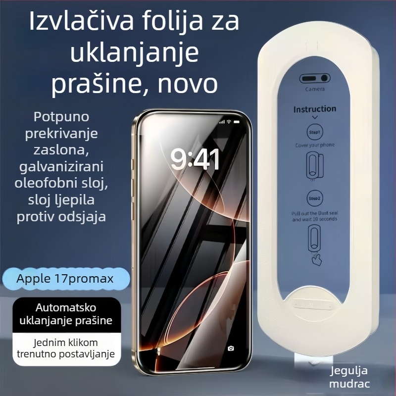 Zaštitno staklo za zaslon iPhone 17 Pro Max, kaljeno staklo, HD, protiv otisaka prstiju, otpornost na pad, cijeli zaslon