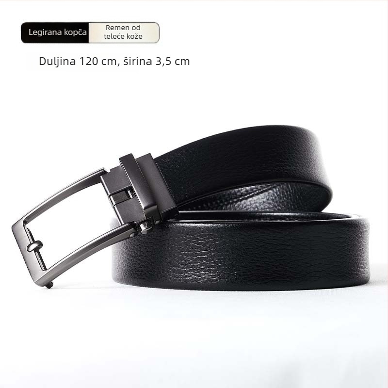 Muški kaiš od PU kože s automatskom kopčom, kopča od legure, širina 2–4 cm, minimalistički poslovno-opušten stil