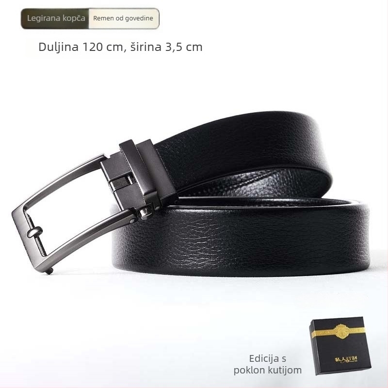 Muški kaiš od PU kože s automatskom kopčom, kopča od legure, širina 2–4 cm, minimalistički poslovno-opušten stil
