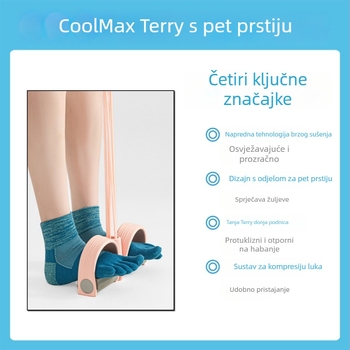 CoolMax čarape s pet prstiju za muškarce – kratke potkoljenice, brzo se suše, bezšivne prstiju, pletene jednim iglom