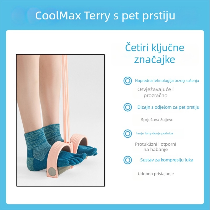 CoolMax čarape s pet prstiju za muškarce – kratke potkoljenice, brzo se suše, bezšivne prstiju, pletene jednim iglom